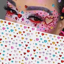 Rainbow 3D Glitter Gem Stickers, Sequin Heart & Star Stickers, Self-Adhesive Rhinestone Diamond Shape Design, Suitable For Makeup And Clothing, Multi-Color Diamond Face Gems, Perfect For Valentine's Day, Holidays, Parties And Events - Multicolor - View 5