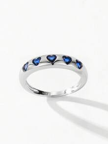 Arlmay 1 Pc 925 Sterling Silver Heart Green Zirconia Ring For Women Engagement Promise Wedding Band Love Rings - Green - View 4