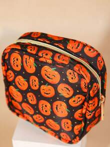 2pcs Halloween Skull & Pumpkin Face Adult Minimalist Envelope Style Translucent PU Makeup Bag, Toiletry Bag, Storage Bag, Gift Packaging (Inner Products Not Included), Suitable For Daily Use, Holidays, Vacations, Business Trips, Party Gifts - Multicolor - View 6
