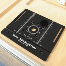 Aluminum Alloy Router Table Insert Plate With Miter Gauge And Flip-Top For Woodworking Workbench; Suitable For Grooving And Profiling; Black, With Millimeter And Inch Scales. - A - View 6