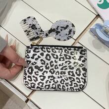 Leopard Print Multi-Slot Mini Wallet PU Zipper Coin Purse With Chain, Comb And Mirror, Can Be Attached To Bag - Multicolor - View 8