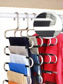1PC Stainless Steel S-Shaped Clothes Hanger - Non-Slip Space Saving Organizer For Pants, Jeans & Scarves Multipurpose Closet Storage Solution, Wardrobe Organizer, Home Storage Essential - Multicolor - View 5