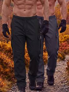 2pcs Men's Autumn Multi-Pocket Cargo Pants Outdoor Commute Multi-Pocket Long Pants Tech Cargo - Multicolor - View 1