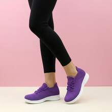 Women's Casual Lightweight Versatile Thick Sole Breathable Running Shoes Soft Bottom Sports Shoes - St1863 Purple - View 6