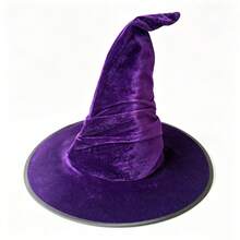 Halloween Velvet Pleated Witch Hat Wizard Hat Party Cosplay Prop Lolita Witch Hat - Multicolor - View 7