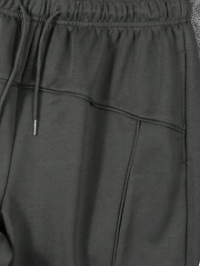 1pc Men's Autumn/Winter Korean Style Minimalist Line Structure Loose Casual Long Pants - Dark Grey - View 4