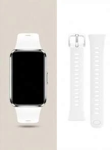 1件極簡風矽膠手錶錶帶，適用於 Band 8/9/10/11/11Pro/NFC 手環 - 白色 - 查看 1