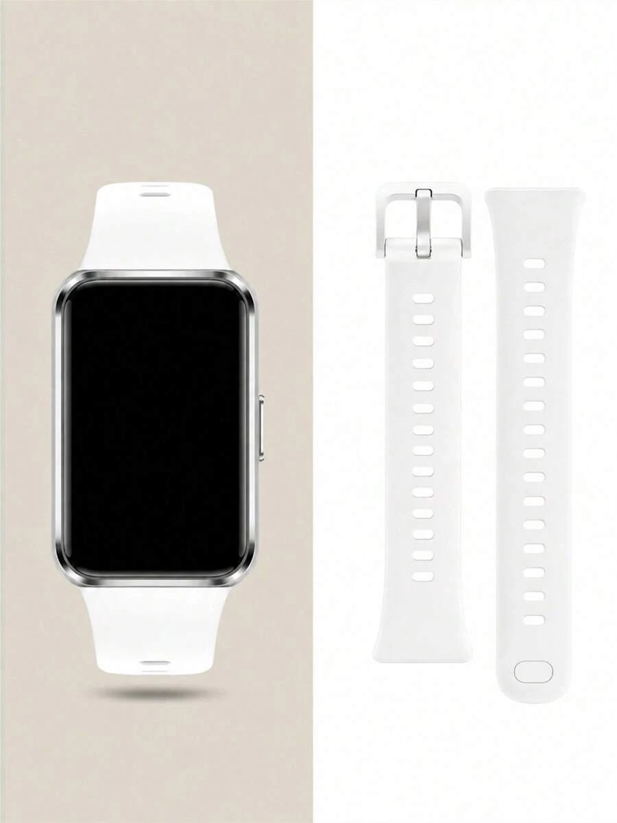 1件極簡風矽膠手錶錶帶,適用於 Band 8/9/10/11/11Pro/NFC 手環 - 白色 - 查看 1