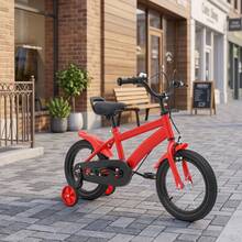 SHIOUCY 14'' Wheel Red Kids Bike, Adjustable Seat Children's Learning Bicycle With Auxiliary Wheels For Beginner Riding - Red - View 3
