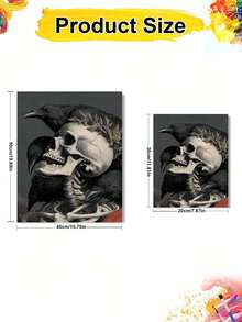 Lukisan Minyak Digital DIY Gagak dan Tengkorak, Seni Kanvas untuk Pemula, Kit Melukis dengan Angka untuk Dewasa, Dekorasi Dinding Rumah, Hadiah Halloween. - Set - View 4