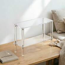 Transparent Acrylic Storage Rack, Double Layer Desktop Organizer, Cosmetic Storage Rack, Figurine Display Shelf, Suitable For Office, Vanity, Bathroom, Kitchen - Multicolor - View 2