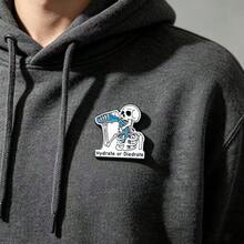 1pc Creative Skull Funny English Slogan Brooch Dehydration Hydration Drink Water Punk Style Metal Accessory Backpack Badge Lapel Pin Gift - Multicolor - View 2