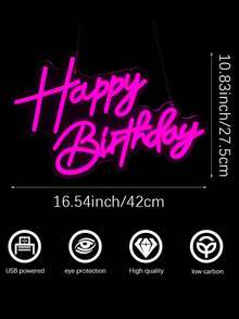 1-Piece Happy Birthday LED Neon Light With USB Power Cable, Clear Acrylic Cursive Letter Sign With Bright Cool White Glow For Kids' And Adult Birthday Parties, Event Backdrop, Cake Table, Bedroom And Celebration Gift - Multi-color light - View 14