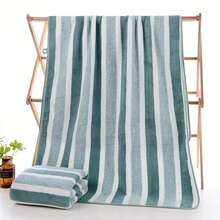 1/4pcs Striped Bath Towel Set, Beach Towel Bath Towel, Absorbent And Quick-Drying Shower Towel, Super Soft And Skin-Friendly Bathing Towel, For Home Bathroom, Ideal Bathroom Supplies Family Essentials Home Decor And Accessories Bathroom Accesssories - Grass Green X 4pcs - View 9