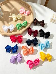 MH 20pcs/40pcs Solid Color Ribbed Bow Hair Clips With Alligator Hair Clip And Bubble Flower Hair Accessories - Multicolor - View 6