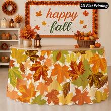 1pc 2D Flat Autumn Tablecloth With Maple Leaf Design, Perfect For Home Kitchen Thanksgiving Decoration, Family Party Holiday Decor, Autumn Decoration - A - View 4