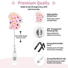 1pc Animal Silhouette Acrylic Retractable Badge Reel With Glitter Colorful Spotted Design Office Badge Holder - Multicolor - View 2