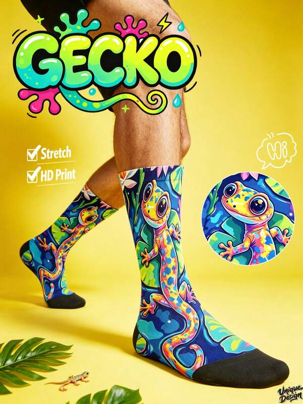 Kaos Kaki Pria Bermotif 360° Keren - Kaos Kaki Streetwear, Hewan Tropis, Jerapah Berkacamata Modis. Kaos Kaki Warna-warni dan Lucu, Cocok untuk Sehari-hari, Liburan & Pesta.
