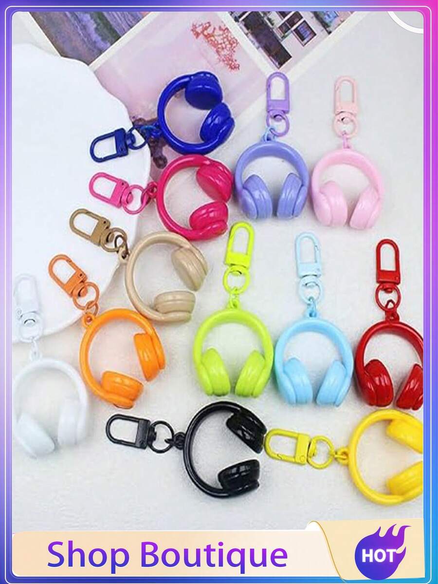 20/10/5pcs Creative Earphone Keychain Pendant Charm, Cute Cartoon Animal Car Key Rings For Earphones, Bags, Backpacks, Suitcases, Wonderful Gift For Friends, Family, Colleagues, Perfect For Valentine's Day, Easter, Christmas Party Favors - View 1