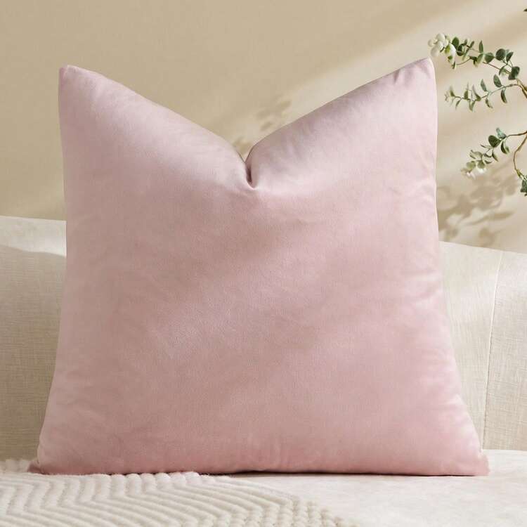 1pc/2pcs Velvet Solid Color Decorative Throw Pillow Cover (Pillow Insert Not Included), Square Cushion Cover, Holiday Home Decor Pillow, Soft & Comfortable Linen-Like Fabric, Modern Decor For Sofa, Bedroom, Dorm - Pink - View 8