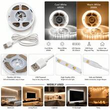 2835 LED Light Strip, USB Powered, Flexible LED Light Strip Set, 2-Level Lighting With Smart Light Bar, High Brightness, No Hotspots, Stable Performance, With Shaping Function, Warm White/Cool White 2 Colors Optional, 1m/2m/3 Meters/4m/5m 5 Sizes Optional, 1PC Dimmable, Creative DIY Design Atmosphere Decoration Light For Girlfriend/Friend, Soft Warm Light, Flexible And Cuttable, With Adhesive Backing For Easy Installation - Multicolor - View 8