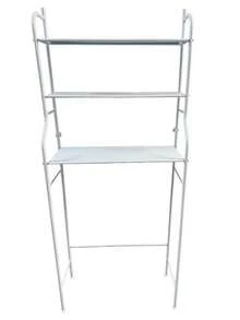 3-Tier Over The Washing Machine Storage Rack – Iron Laundry Organizer Shelf, Space Saving Bathroom Storage Stand, Heavy Duty Utility Rack, Black / White - White - View 9