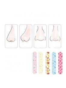 1/10/20pcs Memory Bone Nose Stickers, Nose Pads, Nose Clips Mixed Set, Cute Printed Nose Sticker Set With Storage Box, Portable Facial Nose Care Stickers, Suitable For Home, Travel, Daily Use, Various Festivals, Halloween, Christmas, Portable And Storable, Suitable For Makeup And Facial Decoration - Multi-color - View 3