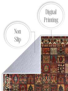 Digitally Printed Non-Slip Washable Runner And Area Rug Living Room Carpet, Modern Design | Modern, Scandinavian, Bohemian And Classic Styles | 100% Polyester - Red - View 2
