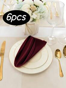 6/12/24pcs Square Satin Napkins, Glossy Silk Napkins, 17 X 17 Inches, Soft Smooth Fabric, Suitable For Wedding Reception Party Decoration (Burgundy) - Burgundy - View 9