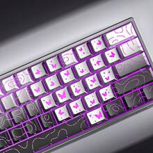 AULA Beauty Butterfly Love Keycaps con Grabado Lateral DIY Personalizado PBT Altura de Fábrica 21 Teclas Patrón Lindo Tapas de Teclado - Ver 7