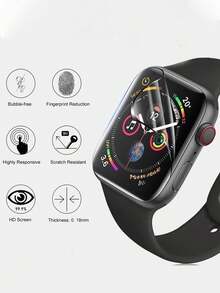 5pcs Screen Protector, Full Screen Coverage, Anti-Scratch, Anti-Fingerprint, Bubble-Free, Fashionable Black Edge Design, Suitable For 38/40/41/42/44/45/49/46mm Ultra/10/11/SE/8/7/6/5/4/3/2/1 Sizes, Essential For Daily Protection, Office, Home And Other Scenarios, Waterproof, Anti-Drop, Anti-Fall, Men's And Women's Daily Essential Replacement Watch Screen Protector - Clear - View 4