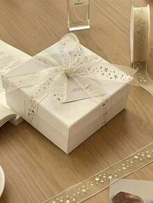 1 Roll 1m Gold Foil Star Ribbon, Gift Wrapping Cord, Birthday Packaging, Handmade Hairband, Party Decoration Gift, Gift Supplies, DIY Craft, Suitable For Birthday, Wedding, Graduation Season - View 3