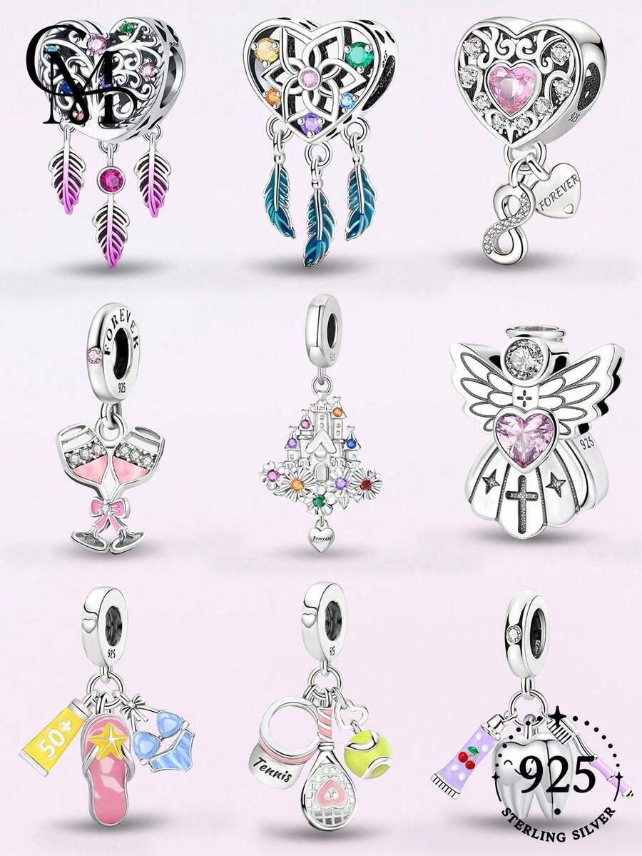 1pc 925 Sterling Silver Lotus Dreamcatcher Pendant, Suitable For DIY Jewelry Bracelet Accessories For Women - Gather - View 1