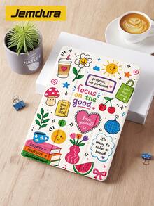 1pc Cute Element Collage Slogan Pattern Tablet Protective Case, Tri-Fold Stand Protective Shell, Compatible With IPad 10.2 Inch 10th/11th Gen (A16) / Air 8 2026 (11-Inch), Air 4th 10.9 Inch, With Pen Slot Storage, Supports Sleep/Wake, Compatible With Samsung, , And . - Multicolor - View 5