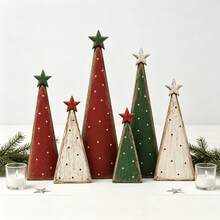 1/3/6pcs Rustic Wooden Christmas Tree Desktop Decor, Vintage Style Christmas Tree Ornament, Suitable For Fireplace Mantel, Tabletop, Shelf And Holiday Party Decoration, Also An Ideal Christmas Gift For Family And Friends - Christmas Ornament - View 3