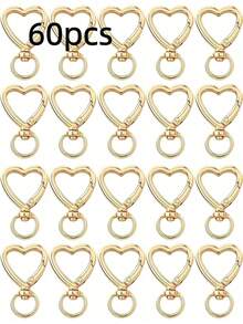 10/30/60/100pcs Heart-Shaped Keychain Swivel Hooks, Key Ring Making Accessories Pendant Carabiner Clips DIY Handmade Cute Spring Buckle Key Rings, Handbags - Color Mixing - View 20