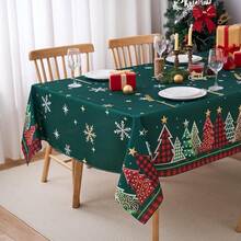 Christmas 152 X 213 Cm Rectangular Tablecloth With Christmas Tree And Buffalo Plaid Green Pattern, Washable Waterproof Holiday Party Decor For Home Gathering - Multicolor - View 5