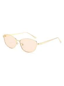 1 Pair Women's Gold Cat Eye Frame Elegant Fashion Glasses - Gold - View 2