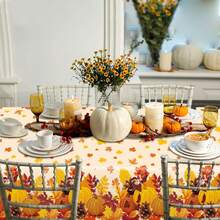 Tablecloth, 1pc/4pcs Set Autumn Disposable Tablecloth Decoration 54*108 Inches, Autumn Theme Plastic Tablecloth, Autumn Pumpkin Maple Leaf Tablecloth, Thanksgiving Pumpkin Tablecloth, Autumn Harvest Party Supplies - Multicolor - View 5