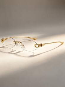 1 Pair New Y2K Fashion Sexy High-End Personalized Twisted Half-Frame Clear Lens Glasses, Unisex - Various - View 2