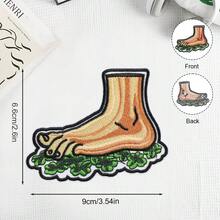 1件綠色幸運三葉草赤腳刺繡貼布，可熨燙或縫製，愛爾蘭節日夾克背包裝飾徽章 - A - 查看 2