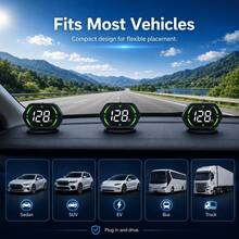 YNF Car GPS HUD Speedometer, GPS Beidou Digital Speedometer, Speedometer Real-Time 10Hz, Dengan Sensor Cahaya Otomatis, Kompas, Plug and Play Type-C, Braket Hisap yang Dapat Diatur, Cocok Untuk Mobil SUV Truk, + Plat Nomor - G22 - View 5