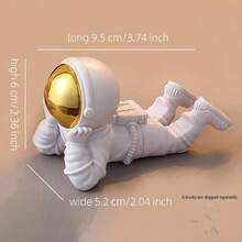 1pc Prone Astronaut Resin Sculpture, Hand-Polished Astronaut Figurine, Multi-Functional Phone Holder Desktop Ornament, Home Office Decor - Multiple Styles - View 8