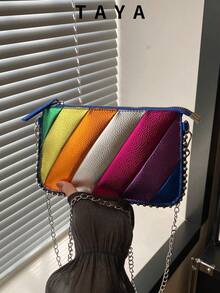 New Vintage Fashion Personalized Leopard Print Envelope Bag, Zipper Opening, Compact And Lightweight, Minimalist Metal Chain Crossbody Bag. Suitable For Daily Life, Leisure, Commuting, Work And Student Use. - Multicolor - View 2