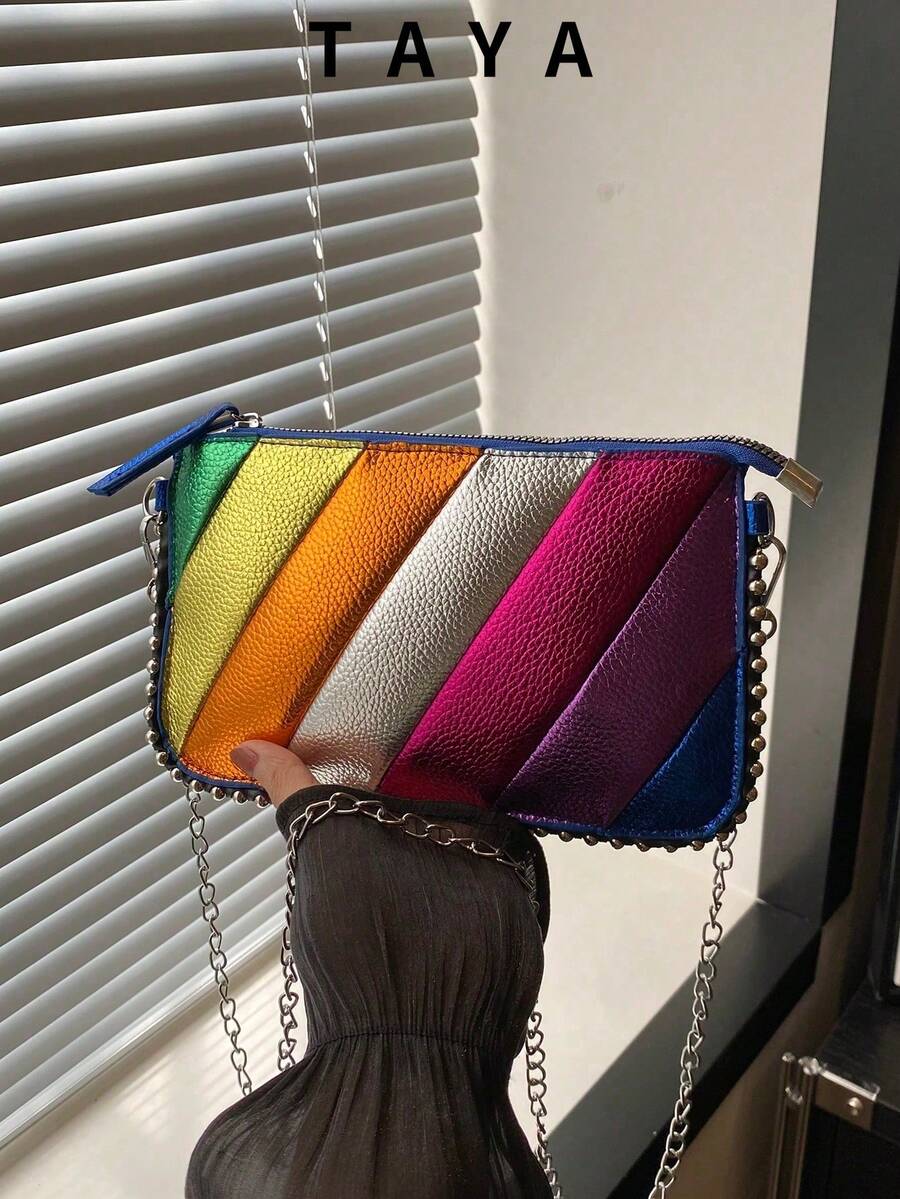 New Vintage Fashion Personalized Leopard Print Envelope Bag, Zipper Opening, Compact And Lightweight, Minimalist Metal Chain Crossbody Bag. Suitable For Daily Life, Leisure, Commuting, Work And Student Use.