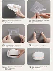 Jabonera de Pared para Baño y Cocina, Contenedor de Jabón con Tapa Protectora y Drenaje, Instalación Adhesiva sin Taladro, Diseño Moderno que Ahorra Espacio, Mantén el Jabón Separado del Agua para un Secado Más Cómodo, Fácil de Limpiar y Usar, Ideal para Regadera, Lavabo, Baño, Cocina y Hogar ideal para uso diario - Jabón + jabonera - Ver 10