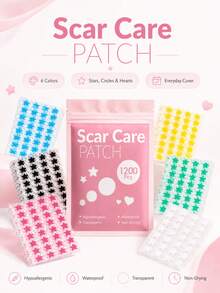 480/1200PCS 6-Color Star-Shaped Scar Patches, Waterproof And Sweat-Resistant, Day And Night Use, Scar Concealment, Seamless And Non-Caking, Gentle And Non-Irritating - View 2