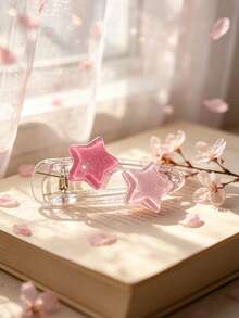 Minimalist Star Hair Clip For Women, Cute Contrast Color Five-Pointed Star Bangs Clip, Side Hair Alligator Hair Clip Hair Accessory - Pink - View 4