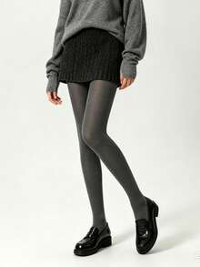 1 Pair Women's Solid Color Tights, Multiple Colors Available, Butt-Lifting Shaping, High Elasticity, Anti-Slip Sole, Suitable For Daily Commute, Dating, Shopping, Campus Wear - Multicolor - View 7