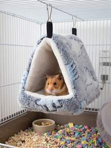 1pc Warm Plush Bird Hammock Tent, Soft Fleece Parrot Hammock Nest, Comfortable Triangle Cuddling Nest, Cage Accessory Hiding Perch Nest, Suitable For Parrots, Lovebirds, Small Parrots, Hamsters, Sugar Gliders And Other Small Animals Winter Sleep Pet Supplies - A - View 1
